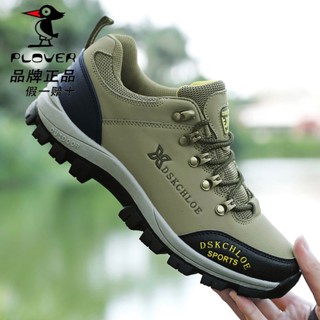 PLOVER Leather Waterproof Mens Shoes Outdoor Sneakers Mens Casual Shoes Spring and Summer Mountaineering Travel Shoes Wear-resistant Labor Shoes