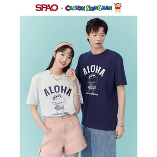 ใหม่ เสื้อยืดแขนสั้น พิมพ์ลายชินจัง SPAO แฟชั่นฤดูร้อน สําหรับผู้ชาย และผู้หญิง SPRLD24D06