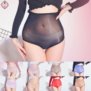 Women Oil Shiny Glossy Underwear Sheer Underpant Knickers High Waist Sexy Briefs