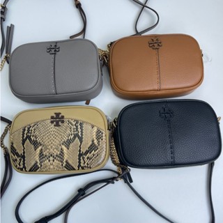 Tory BURCH TB McGraw กระเป๋าหนังสะพายไหล่ มีซิป 4 สี สําหรับใส่กล้อง 147578/152564