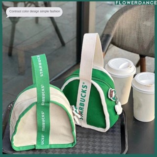 คุณภาพสูงใหม่ Starbucks กระเป๋าผ้าใบกระเป๋าถือกระเป๋าแบบพกพามินิสามเหลี่ยมกระเป๋ายอดนิยมที่วางแก้วเตรียมสำหรับการจัดส่งดอกไม้