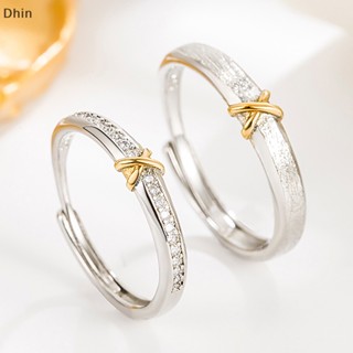 [Dhin] Korean Style Light  Zircon Couple Ring For Women Men Love Opening Adjustable Finger Ring Wedding Anniversary Jewelry COD