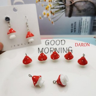 DARON พวงกุญแจ จี้รูปเห็ด ผัก 3D สีแดง สําหรับทําเครื่องประดับ ต่างหู สร้อยคอ DIY 10 ชิ้น ต่อแพ็ค