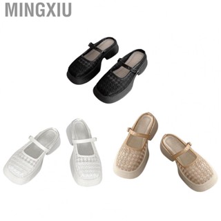 Mingxiu Summer Backless Slippers  Round Head Closed Toe Sandals Rubber Sole  Slip for Dating