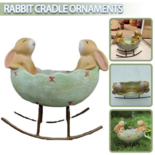 Laughing Bunny Rabbits Rocking in an Easter Egg Cradle Spring Easter Decoration