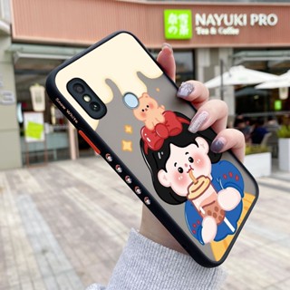 เคสโทรศัพท์มือถือแบบแข็ง ใส กันกระแทก ลายการ์ตูนเด็กผู้หญิงชานม มีลายด้านข้าง สําหรับ Xiaomi Redmi Note 5 Note 5 Pro Note 5A Prime