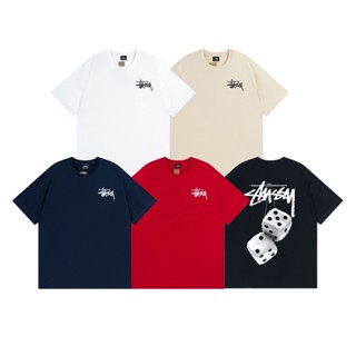 Stussy - เสื้อยืดแขนสั้น พิมพ์ลายลูกเต๋า สําหรับผู้ชาย และผู้หญิง Jrttfg