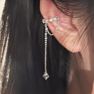 Super Immortal Ins Style Chain Long Tassel Earbone Clip Girls New Zircon Feeling Ear Hang Ear Clip Without Ear Hole