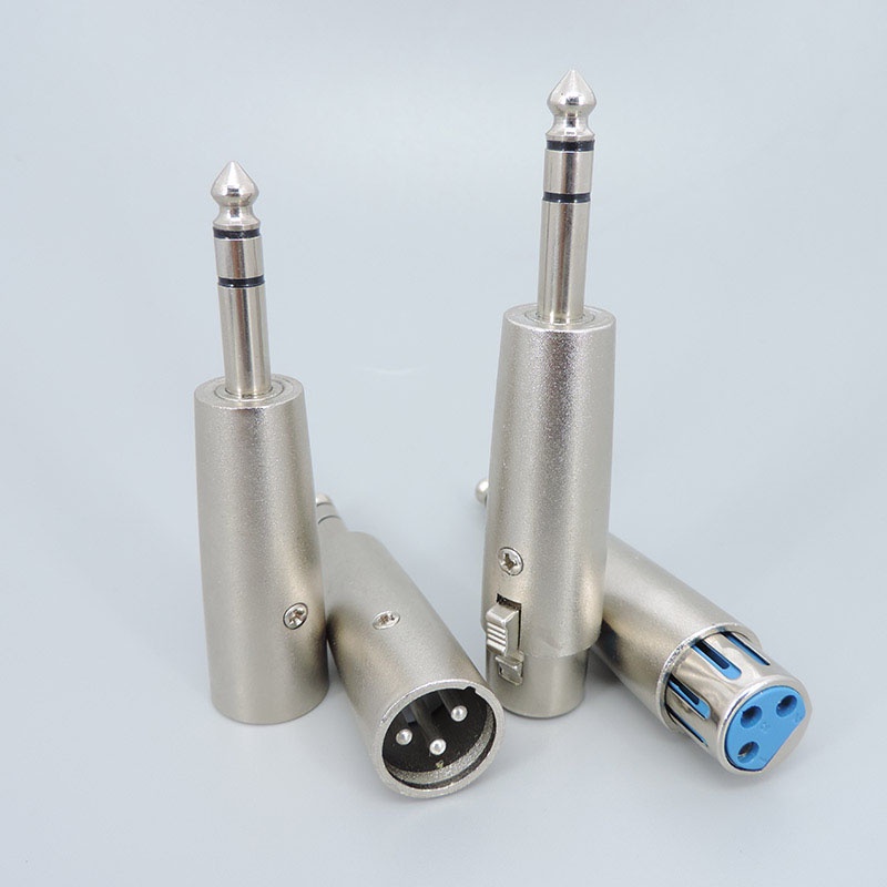 อะแดปเตอร์ปลั๊กแจ็คไมโครโฟน ตัวผู้ 6.5 เป็น 3Pin XLR ตัวเมีย ชุบนิกเกิล 3 ขั้ว ขนาด 1/4 นิ้ว 6.35 มม. สีเงิน a1