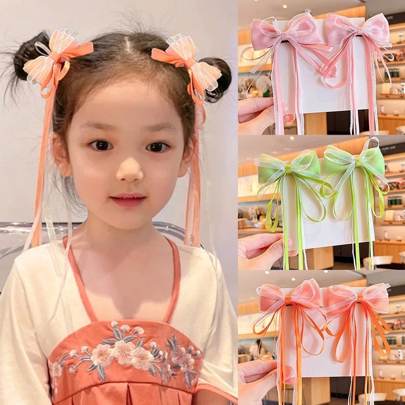 1/2 ชิ้น สไตล์จีน เจ้าหญิง เด็กสาว พู่ริบบิ้น โบว์ กิ๊บติดผม โบว์ เครื่องประดับผม