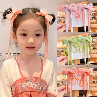 1/2 ชิ้น เด็กผู้หญิง แฟชั่น เจ้าหญิง พู่ริบบิ้น โบว์ กิ๊บติดผม โบว์ เครื่องประดับผม
