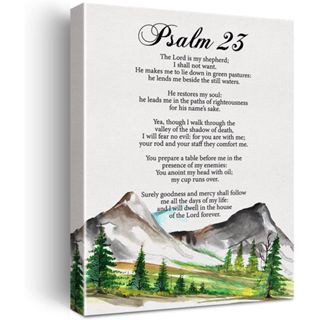 Psalm 23 the Lord is My Shepherd Bible Verse โปสเตอร์ผ้าใบ สีน้ํา สําหรับตกแต่งผนังบ้าน ออฟฟิศ