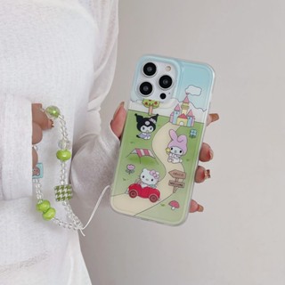 เคสโทรศัพท์มือถือ ลายน่ารัก พร้อมสร้อยข้อมือ สําหรับ Apple iPhone 11 12 13 14 Pro Max