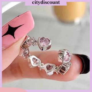 &lt;citydiscount&gt; แหวนคริสตัล พลอยเทียม รูปเรขาคณิต สีชมพู ปรับได้ เครื่องประดับแฟชั่น สําหรับผู้หญิง