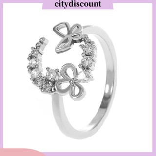 &lt;citydiscount&gt; แหวนชุบไฟฟ้า ประดับเพทาย รูปผีเสื้อ เรขาคณิต หรูหรา กันแพ้ ปรับขนาดได้