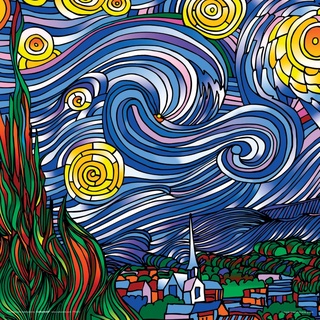 Howie Green Starry Night Vincent van Gogh โปสเตอร์ภาพวาดบนผ้าใบ สไตล์โมเดิร์น สําหรับตกแต่งบ้าน