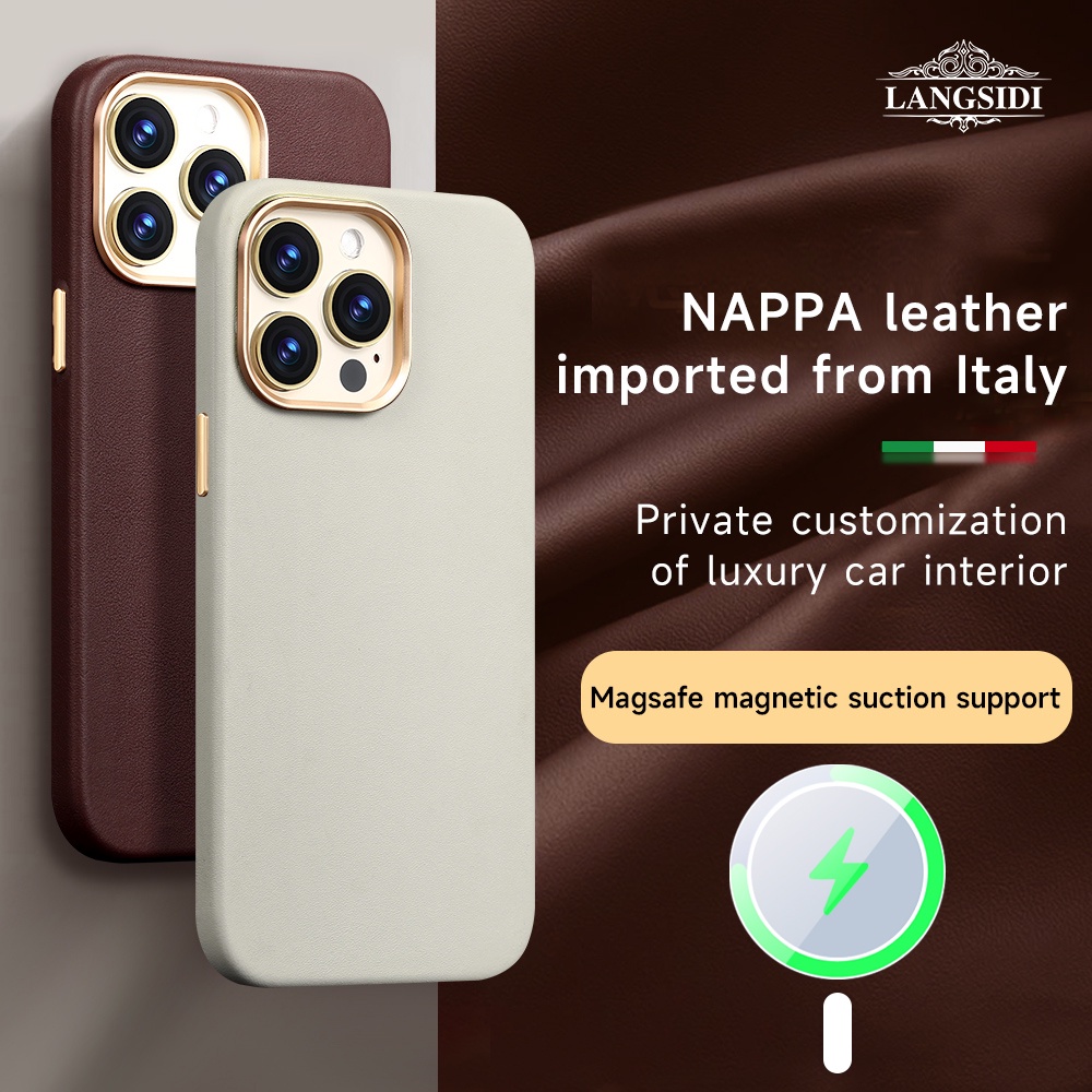เคสโทรศัพท์มือถือหนังวัวแท้ 100% แม่เหล็ก สําหรับ iPhone 13 12 14 Pro Max 15 Plus