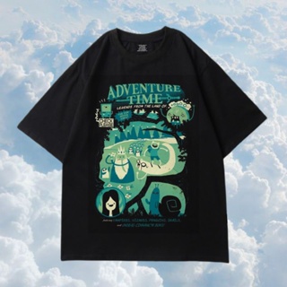 เสื้อยืดสีขาวเสื้อยืด พิมพ์ลายการ์ตูน ADVENTURE TIME สําหรับผู้ชายS-4XL