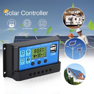 Solar Panel Battery Charge 30A Controller LCD Regulator Dual USB 12V/24V