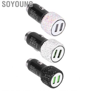 Soyoung Bling USB Car  Charging Adapter Rhinestone Decoration Fast for Mobile Phone All Cars