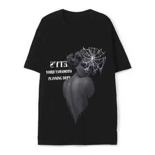 Yohji Yamamoto Yohji Yamamoto SYTE Portrait Flower Spider web Skull เสื้อยืดลําลอง ผ้าฝ้าย แขนสั้น พิมพ์ลาย สําหรับผู้ชาย ผู้หญิง