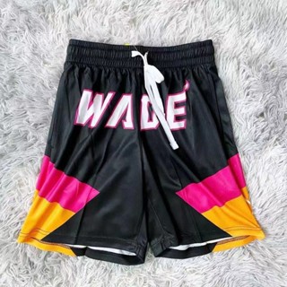 กางเกงขาสั้นบาสเก็ตบอล NBA Wade American แบบแห้งเร็ว ทรงหลวม พลัสไซซ์ มีสีดํา สีขาว สีฟ้า สีม่วง สีเขียว สไตล์สตรีท 2023