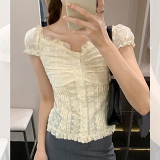 Suxi เสื้อเชิ้ตแขนพอง ปักลายลูกไม้ เข้ากับทุกการแต่งกาย แฟชั่นฤดูร้อน สําหรับผู้หญิง