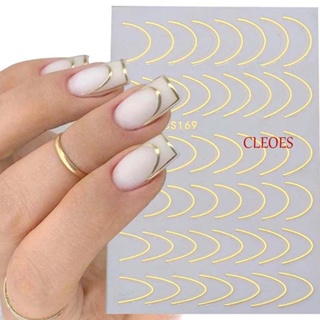 Cleoes สติกเกอร์ฟอยล์ ลายเรขาคณิต 3D สไตล์ฝรั่งเศสย้อนยุค สําหรับตกแต่งเล็บ DIY