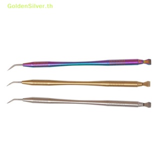 Goldensilver 2 In1 แท่งสเตนเลสโลหะ สําหรับดัดขนตา ทําความสะอาดเครื่องสําอาง TH