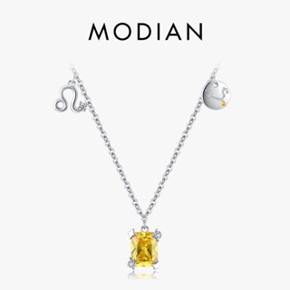 Modian สร้อยคอโซ่เงินแท้ 925 จี้รูปกลุ่มดาว ประดับเพทาย สีเหลือง เครื่องประดับแฟชั่น สําหรับผู้หญิง