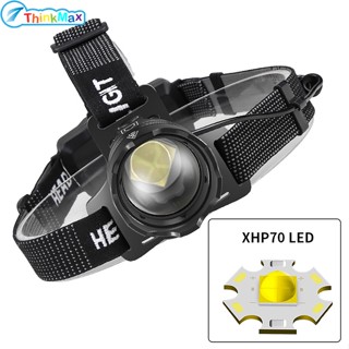 ไฟหน้า Led Xhp70 Type-c ชาร์จ Usb สําหรับตกปลา ตั้งแคมป์กลางแจ้ง