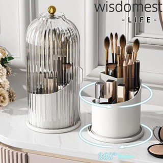 WISDOMEST ที่วางแปรงแต่งหน้า แบบตั้งโต๊ะ หรูหรา 360° กล่องเก็บอายแชโดว์ แบบหมุนได้