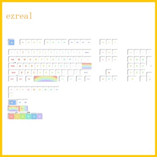 Ez ปุ่มกดคีย์บอร์ด PBT สีรุ้ง สีขาว สําหรับย้อมสี 125 คีย์