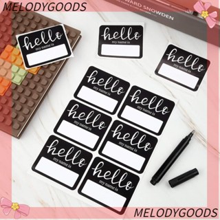 Melodg สติกเกอร์แท็กชื่อ Hello My Name สีดํา สําหรับติดตกแต่งบ้าน โรงเรียน 240 ชิ้น