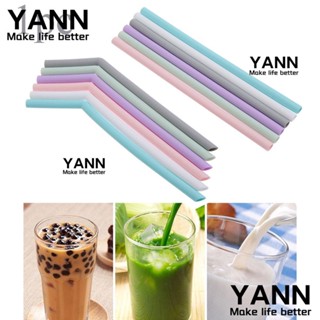 Yann หลอดดูดน้ําซิลิโคน เป็นมิตรกับสิ่งแวดล้อม แบบพกพา ใช้ซ้ําได้ สีแคนดี้ สําหรับบาร์ งานแต่งงาน