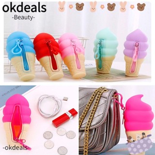 OKDEALS กระเป๋าสตางค์ซิลิโคน สําหรับใส่หูฟัง กระเป๋าใส่เหรียญ กุญแจ