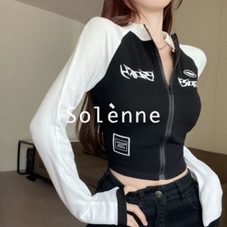 Solenne เสื้อครอป เสื้อยืดผู้หญิง ครอป baby tee สาวเรโทร 2023 NEW Style 072426