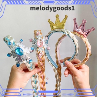 Melodygoods1 ที่คาดผมมงกุฎน้ําแข็งและหิมะ, กิ๊บโบว์ มงกุฎเกล็ดหิมะ, วิกผมผ้าโพกศีรษะ การ์ตูนเจ้าหญิง ที่คาดผมเด็กผู้หญิง