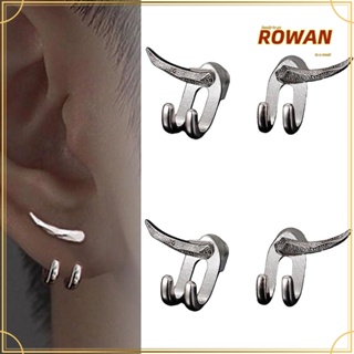 ROWANS ต่างหูง่าม, ต่างหูสตั๊ดคู่ สีดํา ที่ถอดออกได้, ของขวัญเครื่องประดับ ทองแดง สีเงิน พังก์ ต่างหู สําหรับผู้หญิง ผู้ชาย