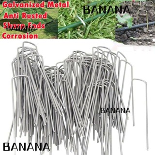 Banana1 หมุดเหล็กชุบสังกะสี รูปตัว U สีเงิน แบบพกพา สําหรับตกแต่งสวน 10 ชิ้น