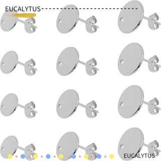 EUTUS ต่างหูสตั๊ด พร้อมรู ทรงกลม ผีเสื้อ ด้านหลัง แบน กลม ต่างหู โพสต์ เครื่องประดับ สเตนเลส ต่างหู โพสต์ สําหรับผู้หญิง