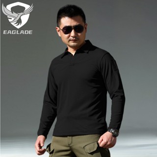 Eaglade เสื้อยืดยุทธวิธี สําหรับผู้ชาย IXLP สีดํา ยืดหยุ่น แห้งเร็ว