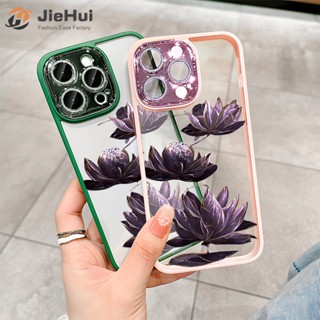 Jiehui เคสโทรศัพท์มือถือ ลายดอกบัว สีม่วง แฟชั่น สําหรับ iPhone 14 13 12 11 Pro Max Plus Flash Drill ZY176