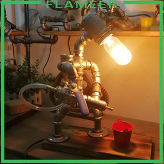 [Flameer] โคมไฟตั้งโต๊ะ รูปหุ่นยนต์ Steampunk สําหรับร้านอาหาร