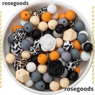 Rosegoods1 ลูกปัดซิลิโคน ลายเสือดาว หลายสี 12 มม. สําหรับทําพวงกุญแจ 102 ชิ้น