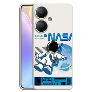 เคสโทรศัพท์มือถือ ซิลิโคนนิ่ม ทรงสี่เหลี่ยม ลายนักบินอวกาศ หน้ายิ้ม nasa สําหรับ VIVO V2249 V2247 V2248 V2254 V2252