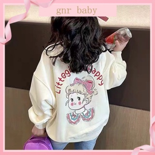 🍎GNR BABY🍓เสื้อกันหนาวแขนยาวลําลอง พิมพ์ลาย ทรงหลวม สไตล์เกาหลี สําหรับเด็กผู้หญิง อายุ 3-12 ปี