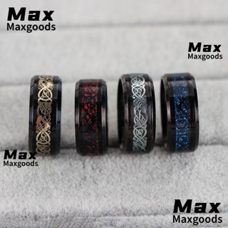 Maxg แหวนสเตนเลส 6-13 ลายมังกรเซลติก สีดํา สําหรับผู้ชาย