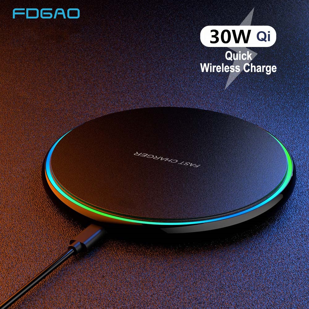 ที่ชาร์จไร้สาย 30W USB C Qi QC 3.0 ชาร์จเร็ว สําหรับ iPhone 14 13 12 11 XS XR X 8 Samsung S22 S21 S20