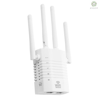 [DZ] เครื่องขยายสัญญาณ WiFi 1200Mbps 2.4GHz 5GHz ความถี่คู่ พร้อมเสาอากาศ 4 เสา สีขาว ปลั๊ก US